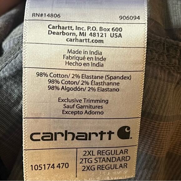Carhartt Relaxed Fit Men's Short Sleeve Button Down Shirt Size 2XL - Picture 5 of 9